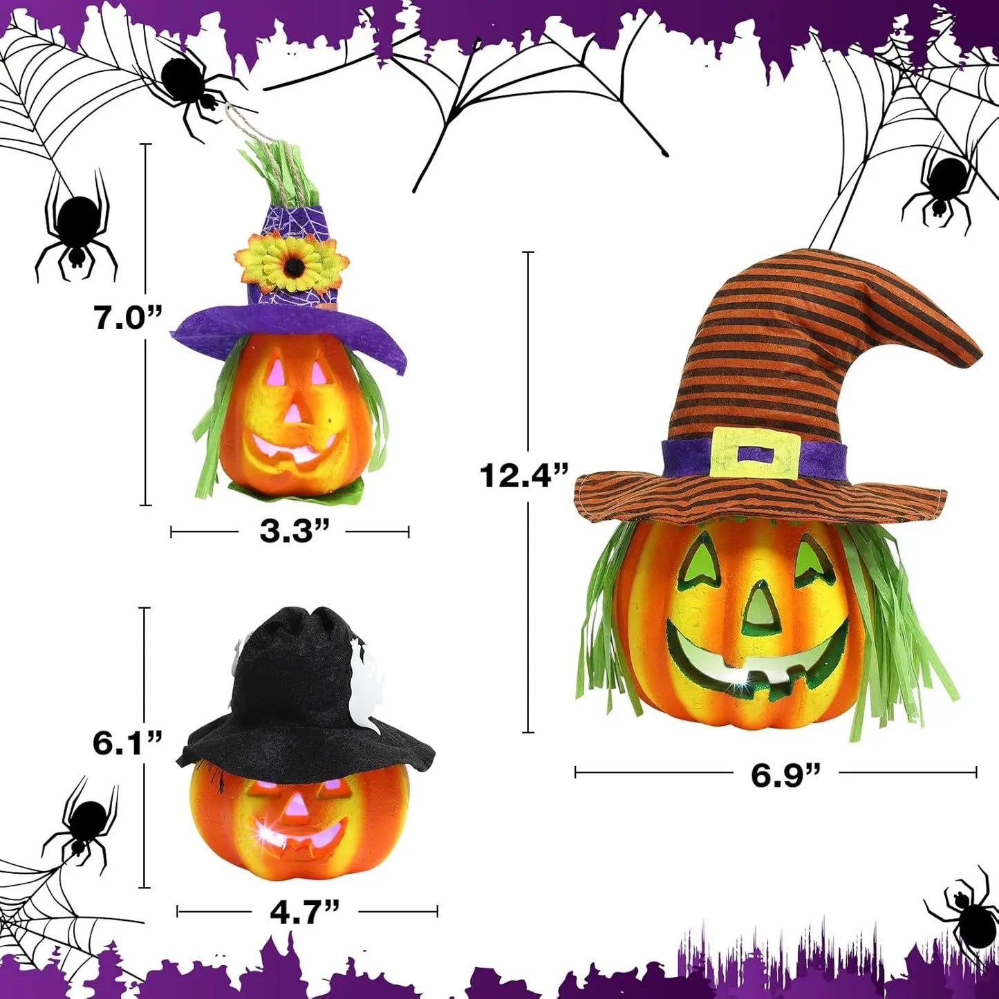 Halloween 6 Pack LED Jack O Lantern Pumpkin Lamp Set