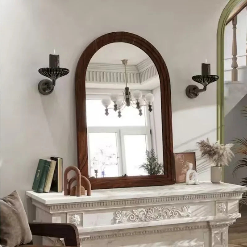 Hign-concerned Arched Mirror With Acacia Wood Frame