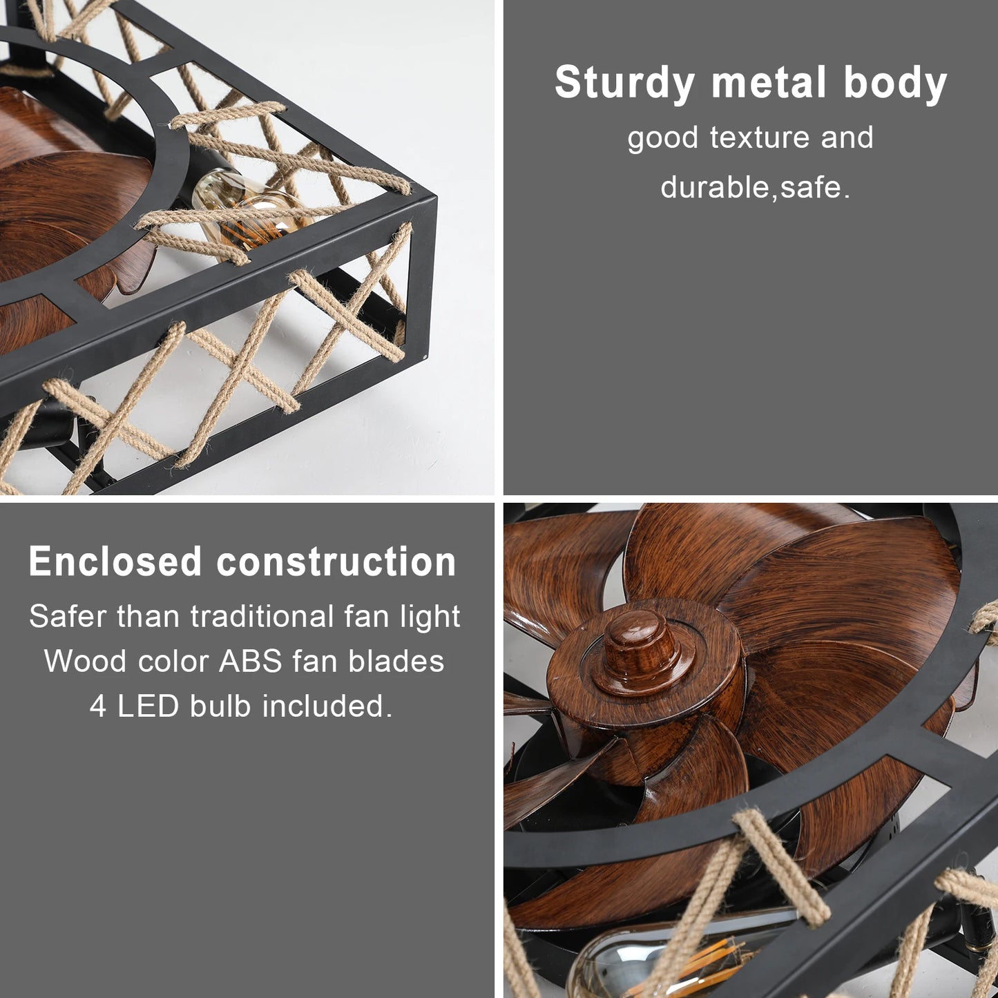ARLGSITE Farmhouse Ceiling Fan With Remote Control DC Motor