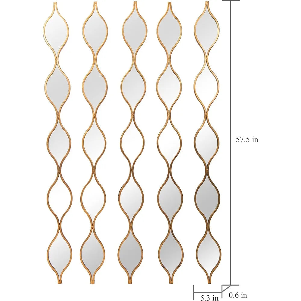 Set Of 5 Teardrop Wall Mirrors Decorative Slim Hanging Mirrors