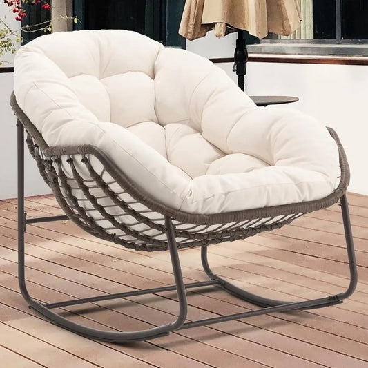 GUANGBAI Oversized Papasan Rocking Chair Padded Cushion