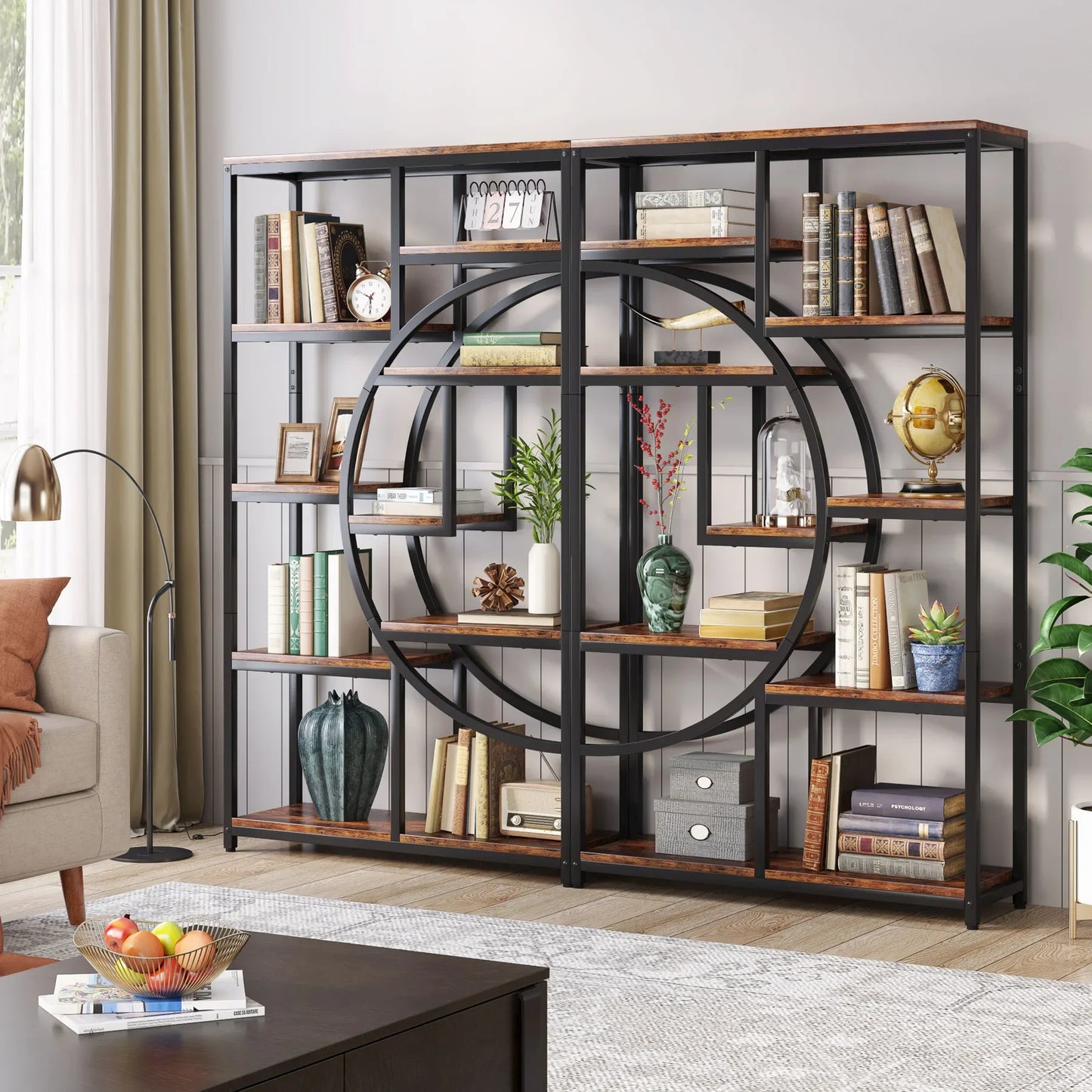 Tribesigns Industrial 5-Tier Etagere Bookcase Freestanding Tall Bookshelf