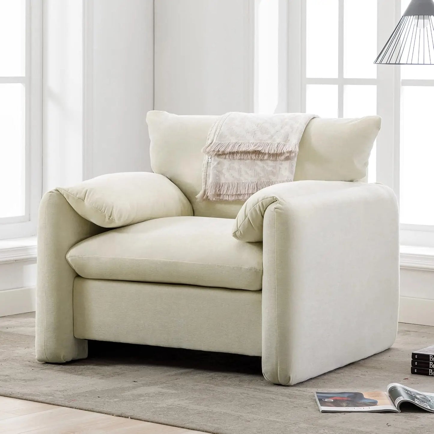 OEING Oversized Living Room Chair With Chenille Upholstery