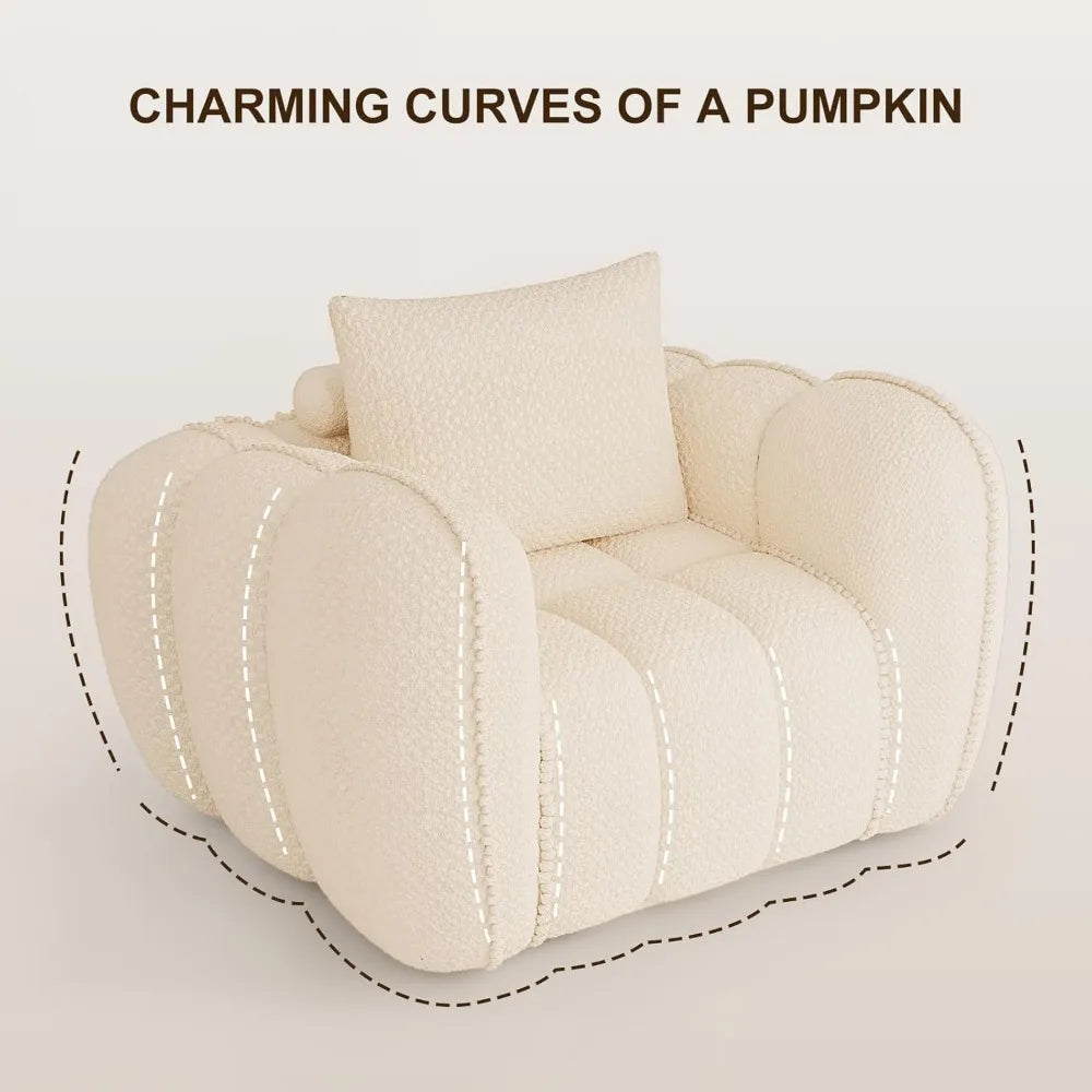 Pumpkin Shaped Accent Chair Upholstered Lounge Chair