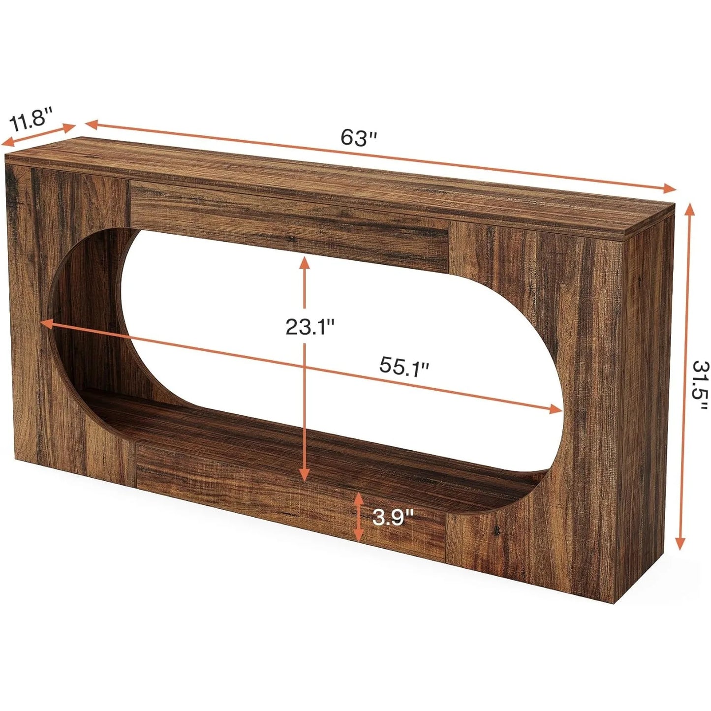 Little Tree Narrow Sofa Console Table With 2 Tier Storage