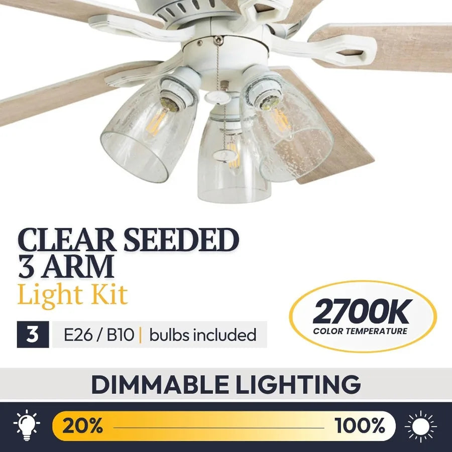 Farmhouse LED Ceiling Fan With Light For Living Room Bedroom