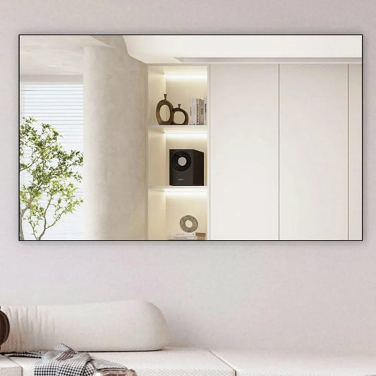 Modern Rectangle Wall Mirror Bathroom Mountable Aluminum Frame