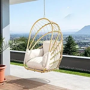 DAFIFY Hanging Egg Chair With Stand Rattan Wicker Swing