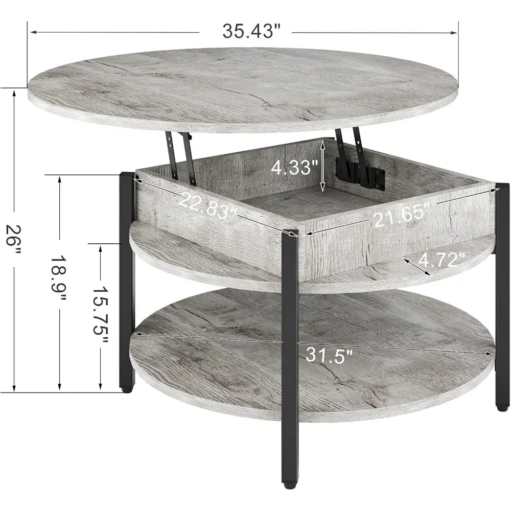 Angduo Round Lift Top Coffee Table With Ample Storage