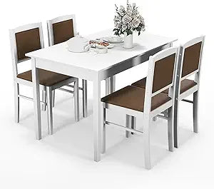 DAFIFY Farmhouse Dining Table Set With Upholstered Chairs