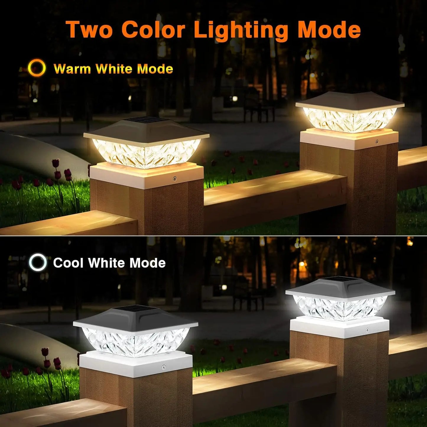 KPSTEK Solar Post Lights 2 Mode Bright Deck Garden Lighting