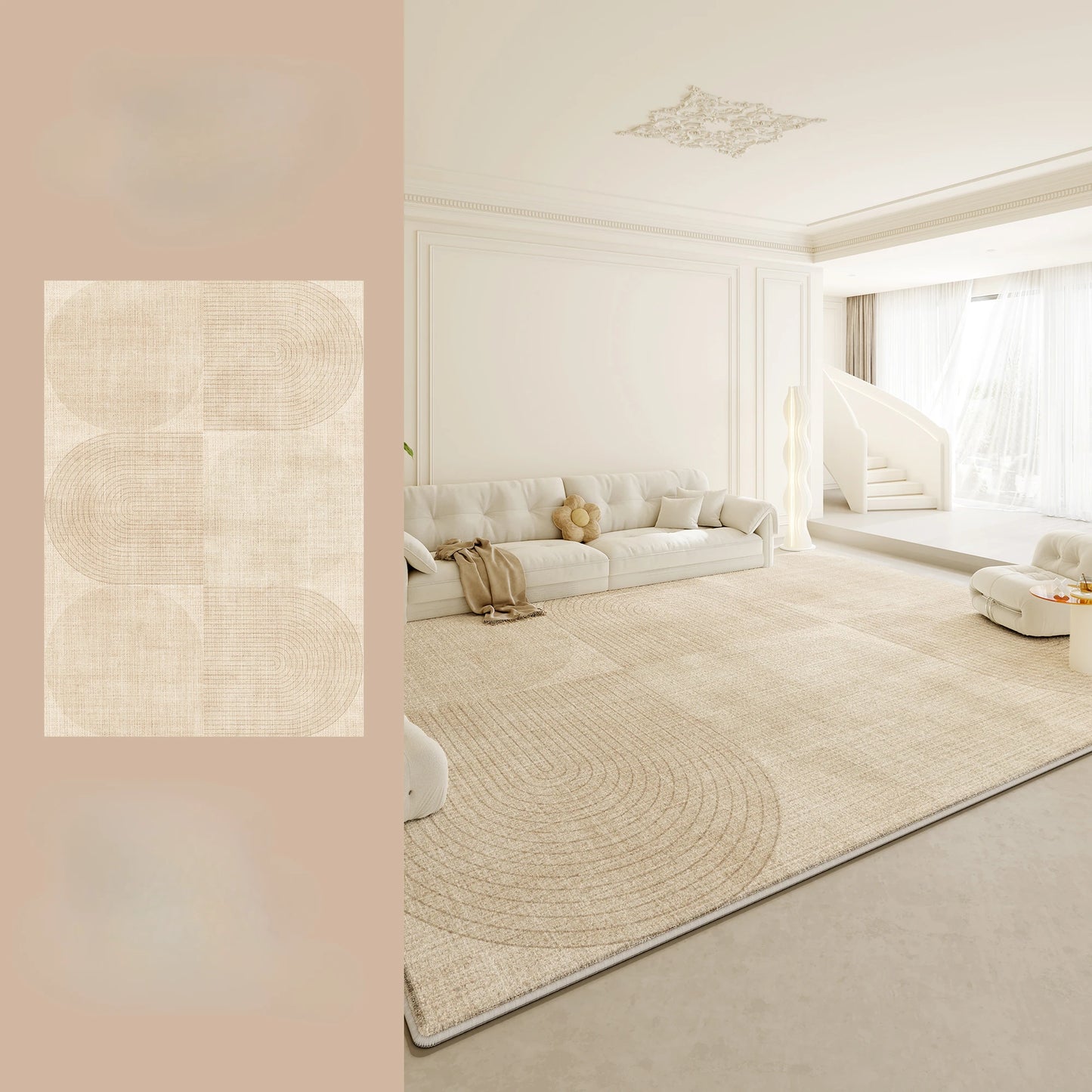 NONED Plush Wilton Area Rug For Living Room Soft Comfort