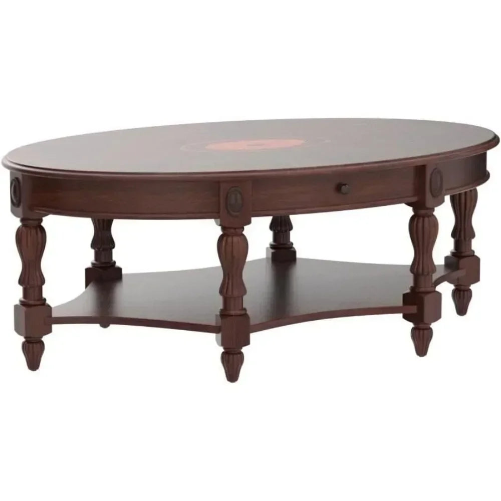 General Use Solid Wood Coffee Table With Drawer And Shelf
