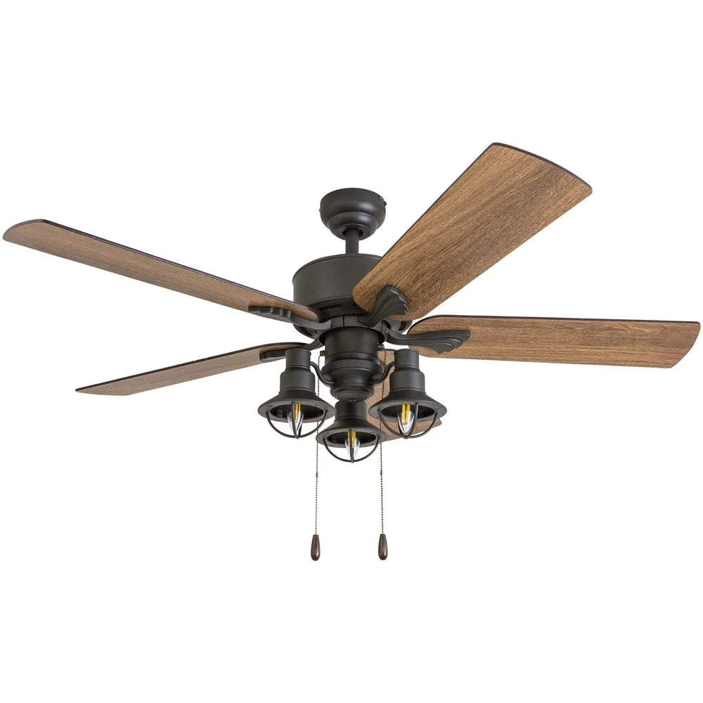 XMSJ Indoor Ceiling Fan with LED Lantern and Remote Control
