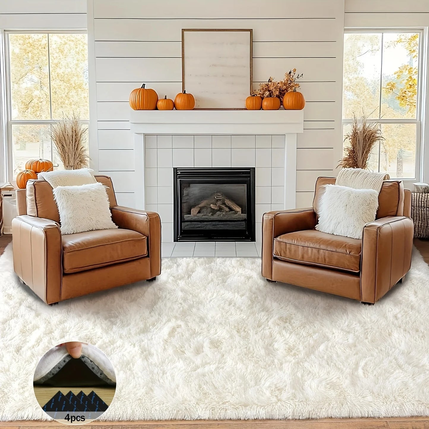 Aubusson Soft Shaggy Non Slip Rug Living Room