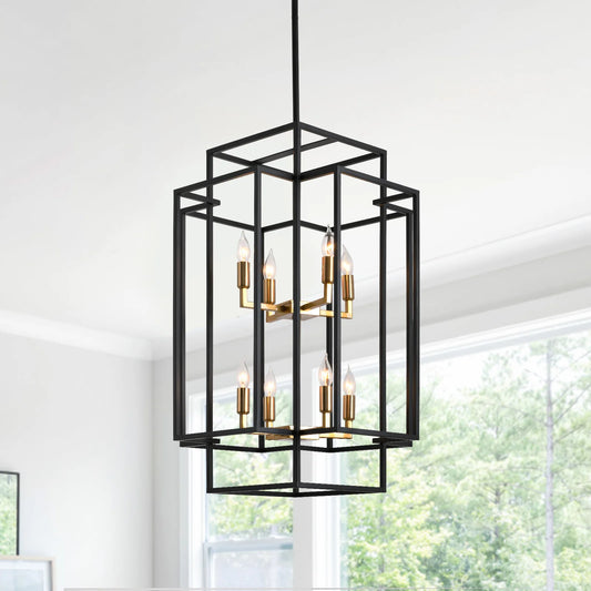 8 Lights Lantern Tiered Pendant Light Fixture Chandelier