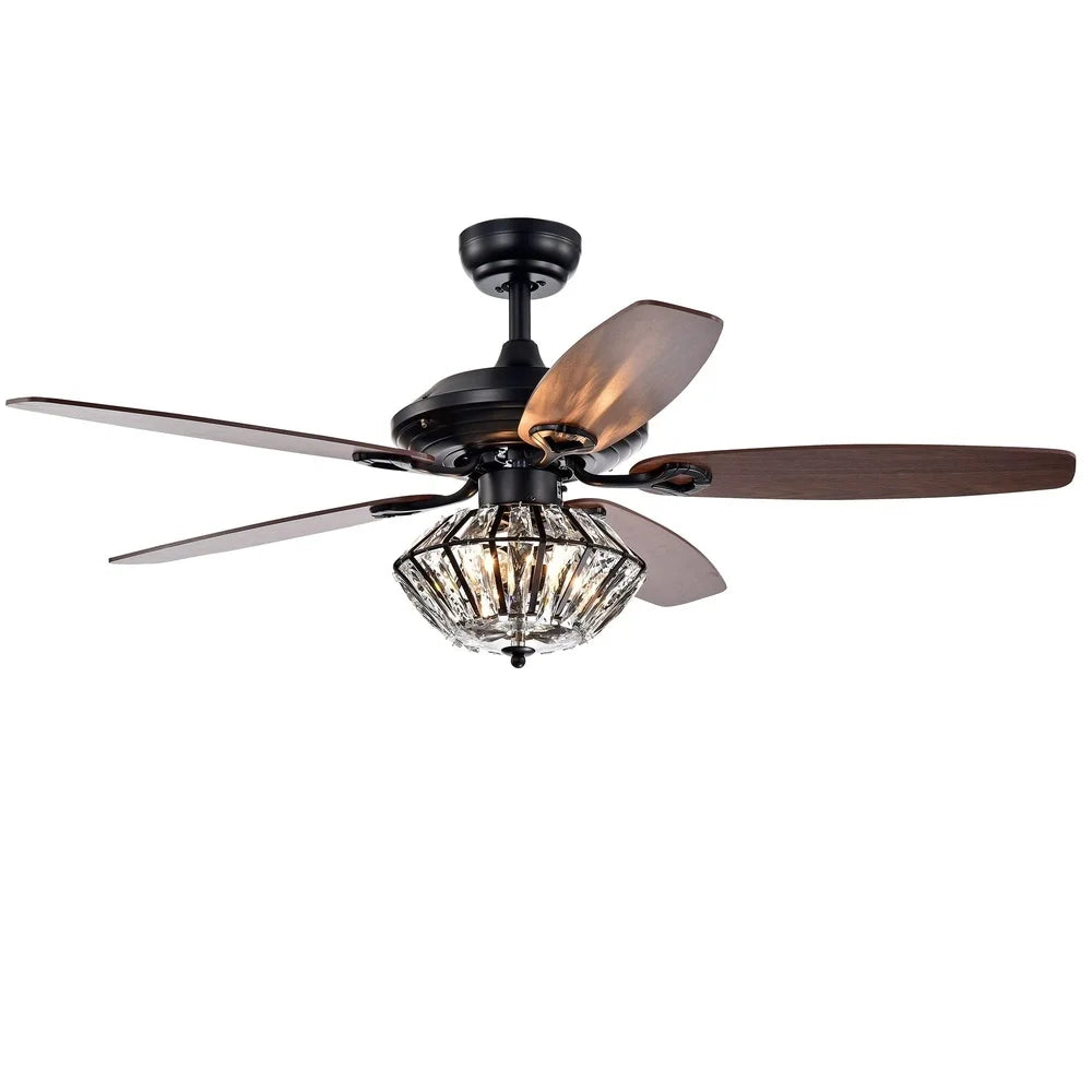 XMSJ Lighted Crystal Shade Ceiling Fan With Remote Control