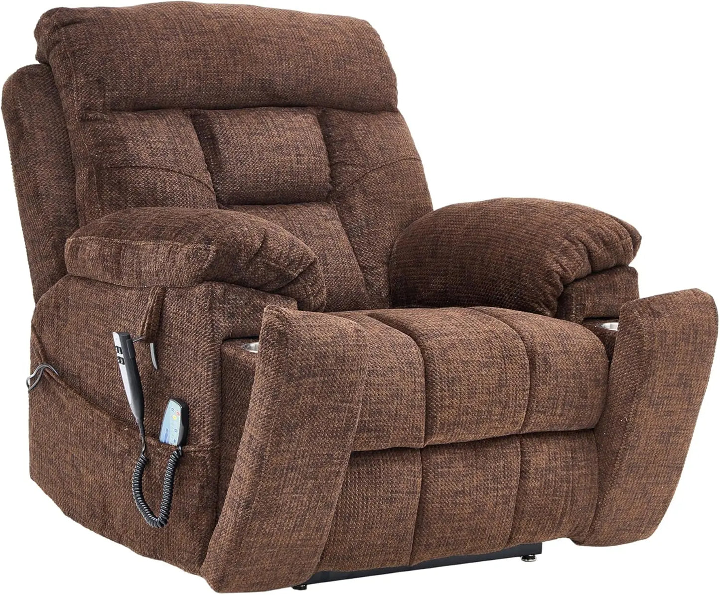 Oversized Power Lift Recliner With Heat Massage Cupholders