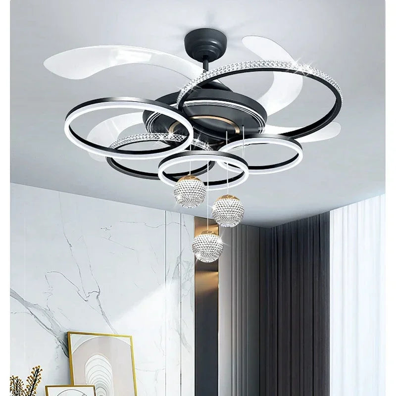 Modern Ceiling Fan Light With Adjustable LED Living Room