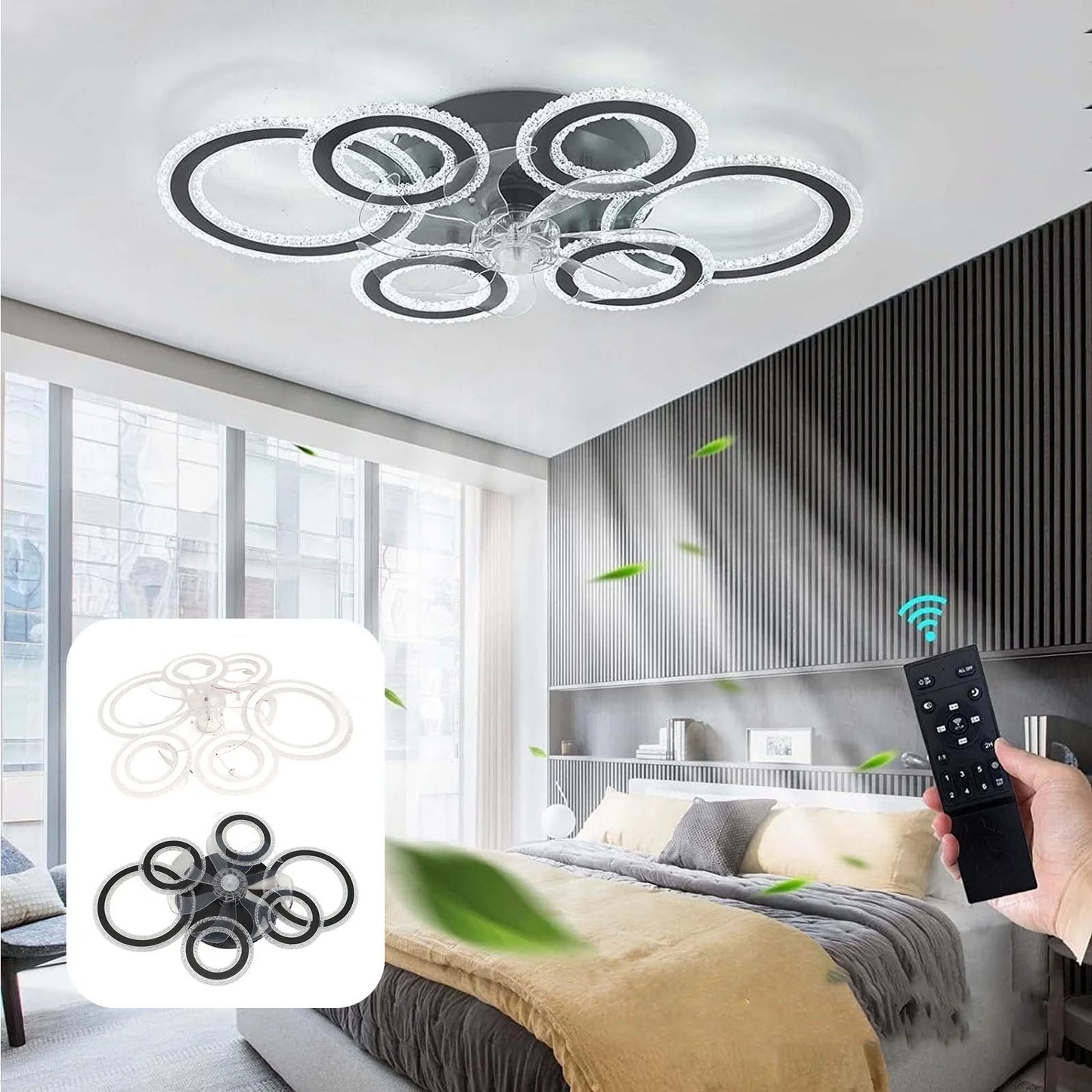 VGEBY Flush Mount Ceiling Fan Light Nordic Modern Lamp