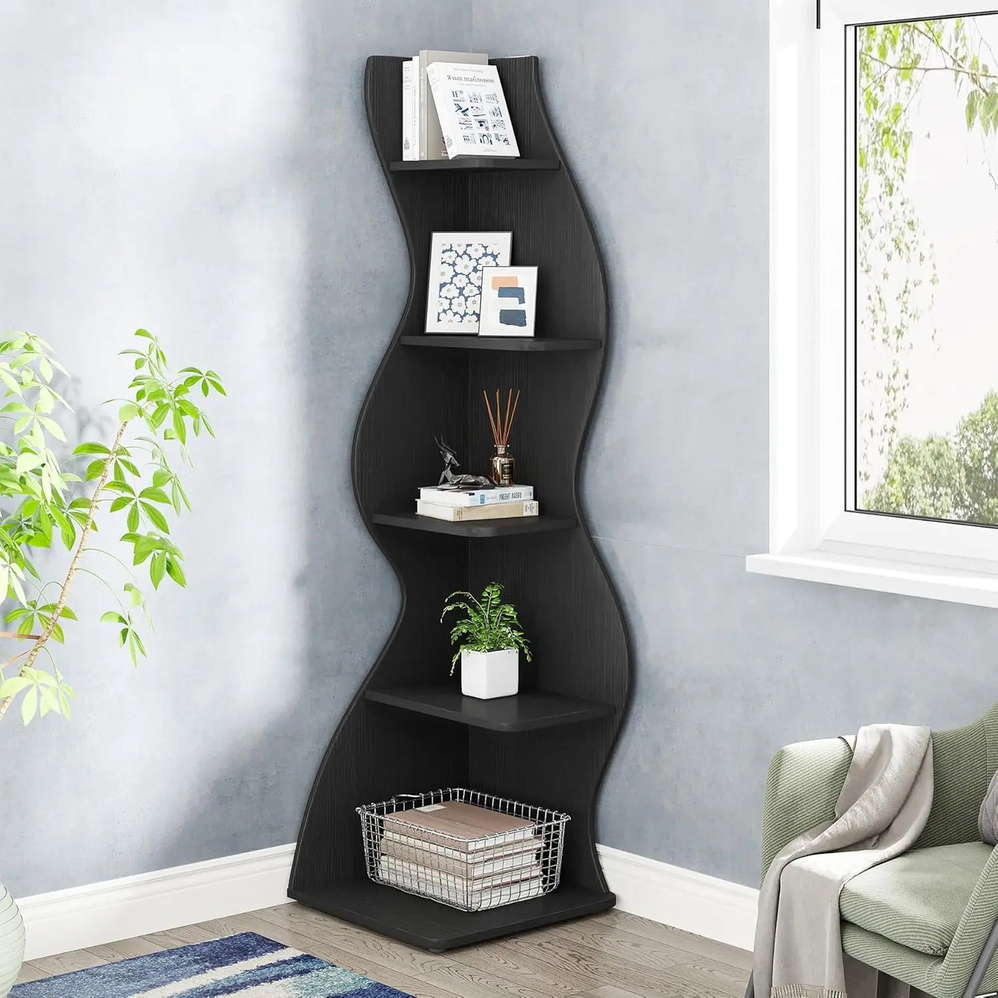 Little Tree 5 Tier Corner Bookshelf Bookcase Plant Stand