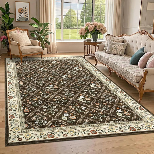 HiMISSH Washable Area Rug For Living Room Non Slip Low Pile Carpet