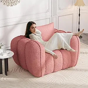 Pumpkin Shaped Accent Chair Upholstered Lounge Chair