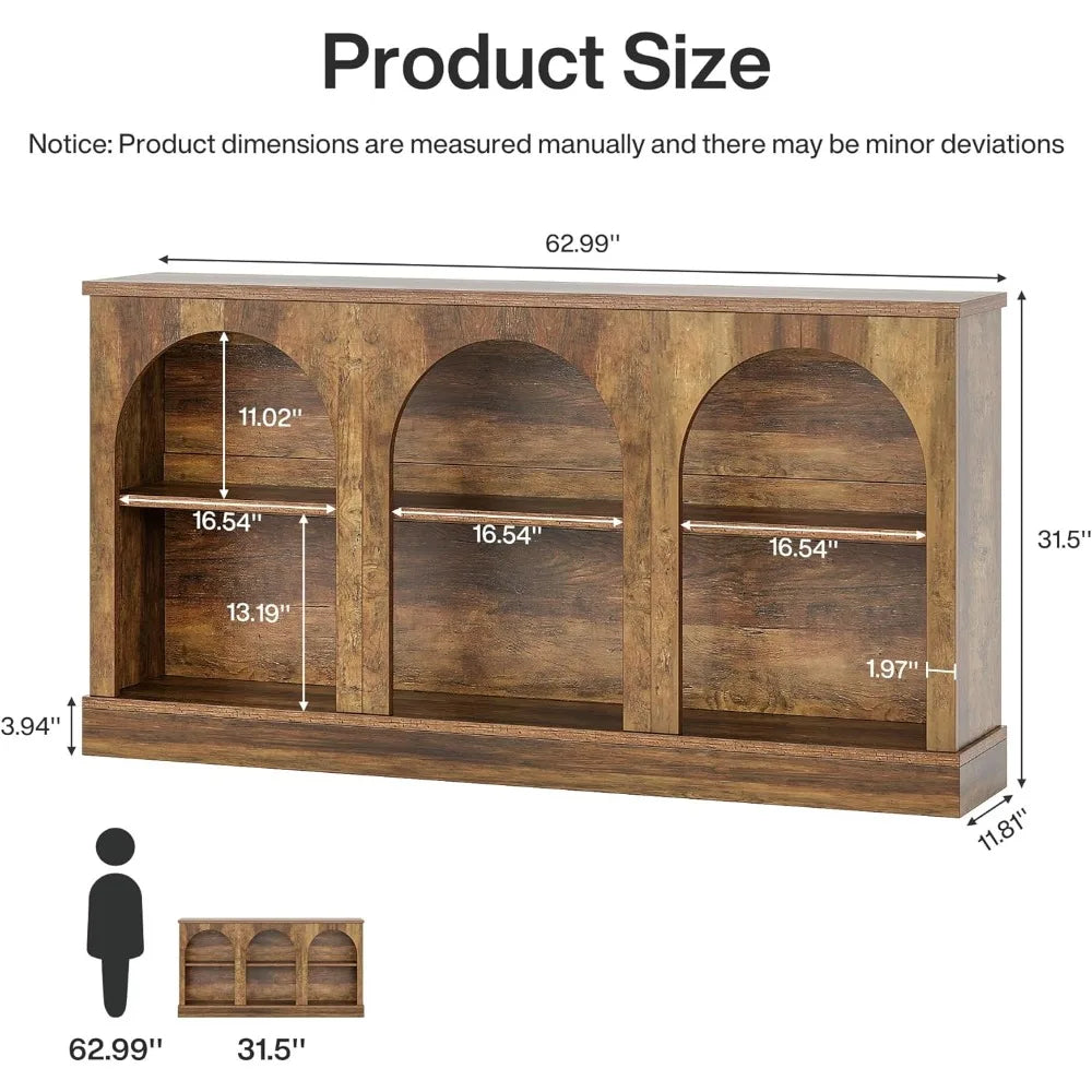 XMSJ Farmhouse Console Table With 3 Tier Storage Unit
