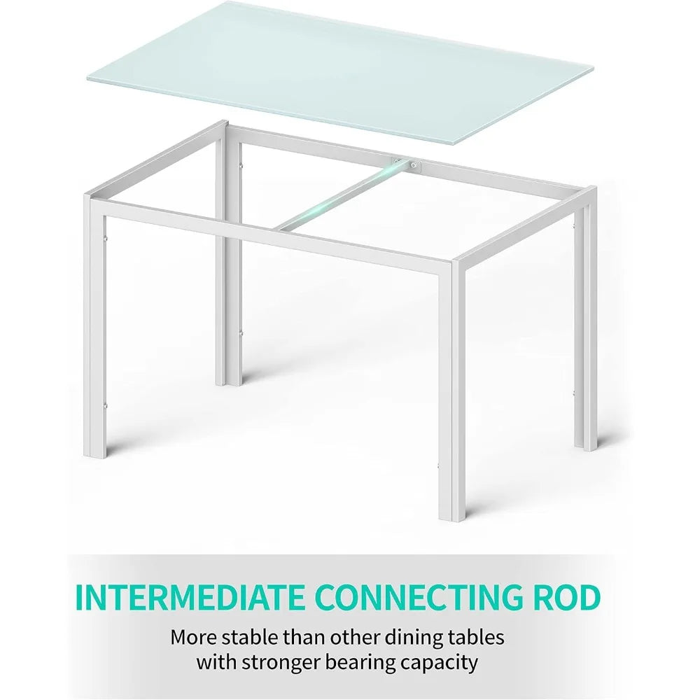 RBXCH Tempered Glass Dining Table Set With Iron Frame