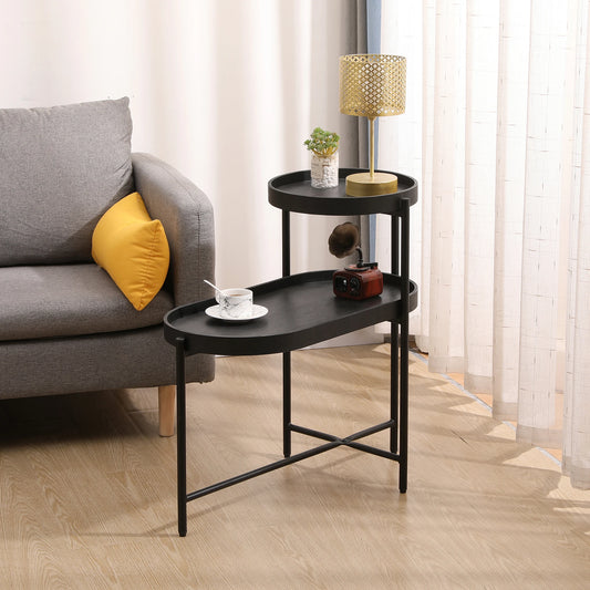 General Use 2 Tier Side Table With Storage Living Room