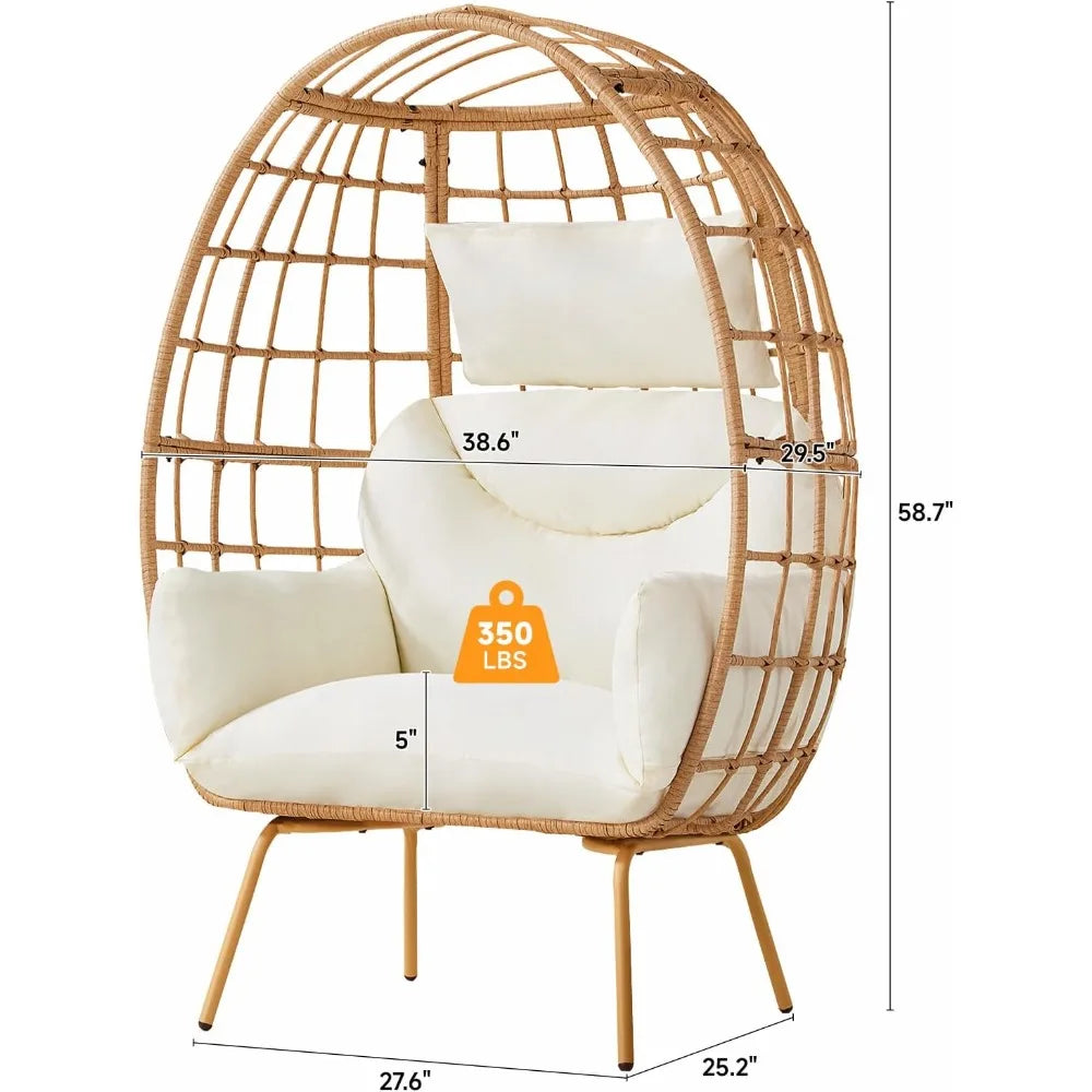 MKDK Oversized Rattan Egg Chair Indoor Wicker Lounger