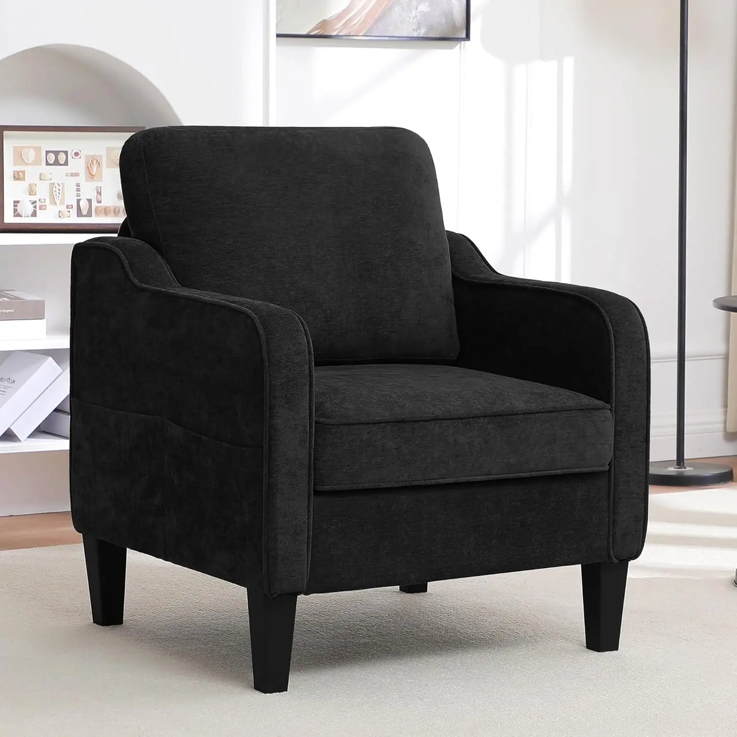HUANZHUANG Modern Accent Chair Upholstered Armchair Pockets