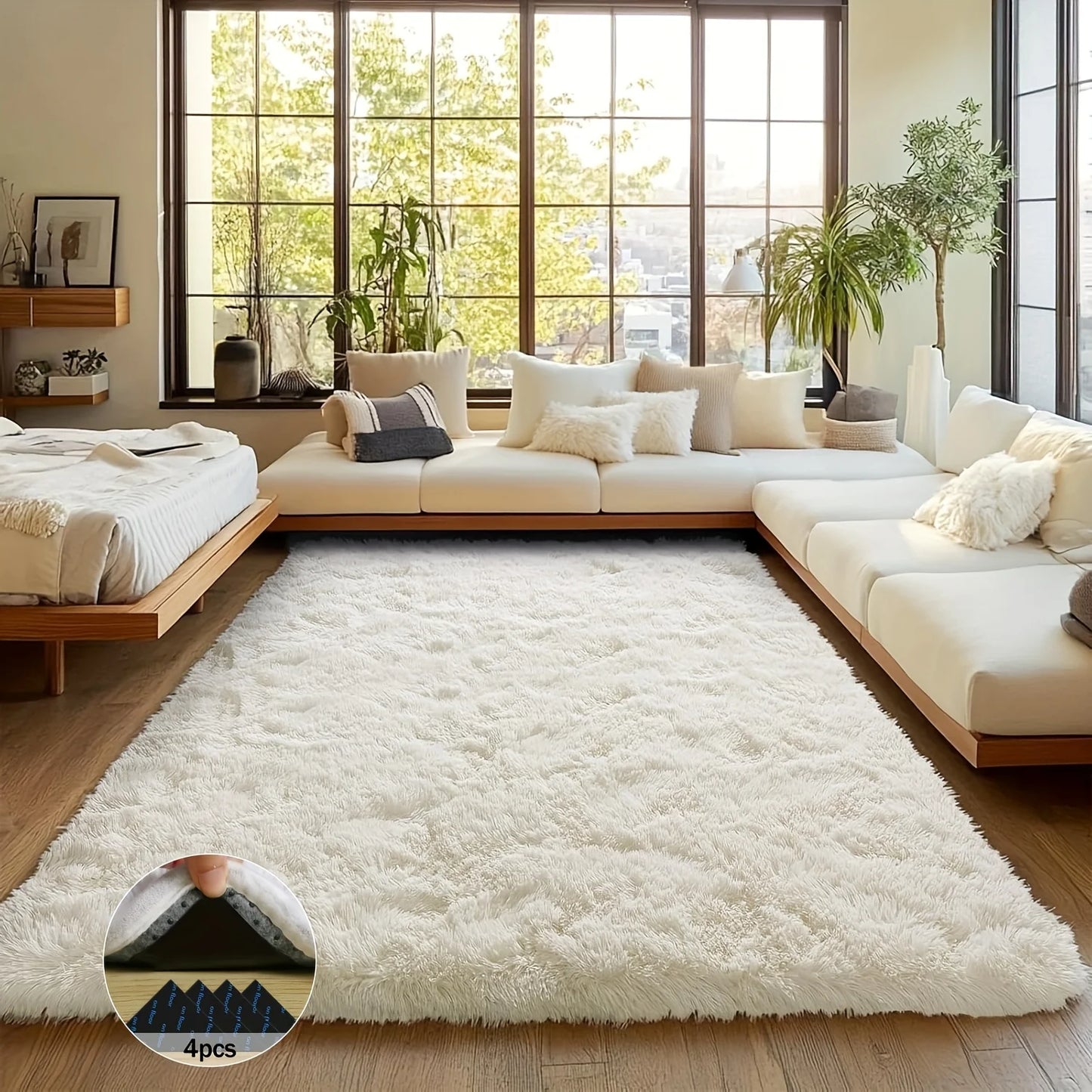 Aubusson Soft Shaggy Non Slip Rug Living Room