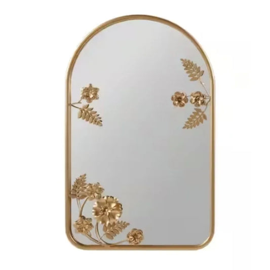 Adaline Arched Metal Floral Wall Mirror With Iron Frame