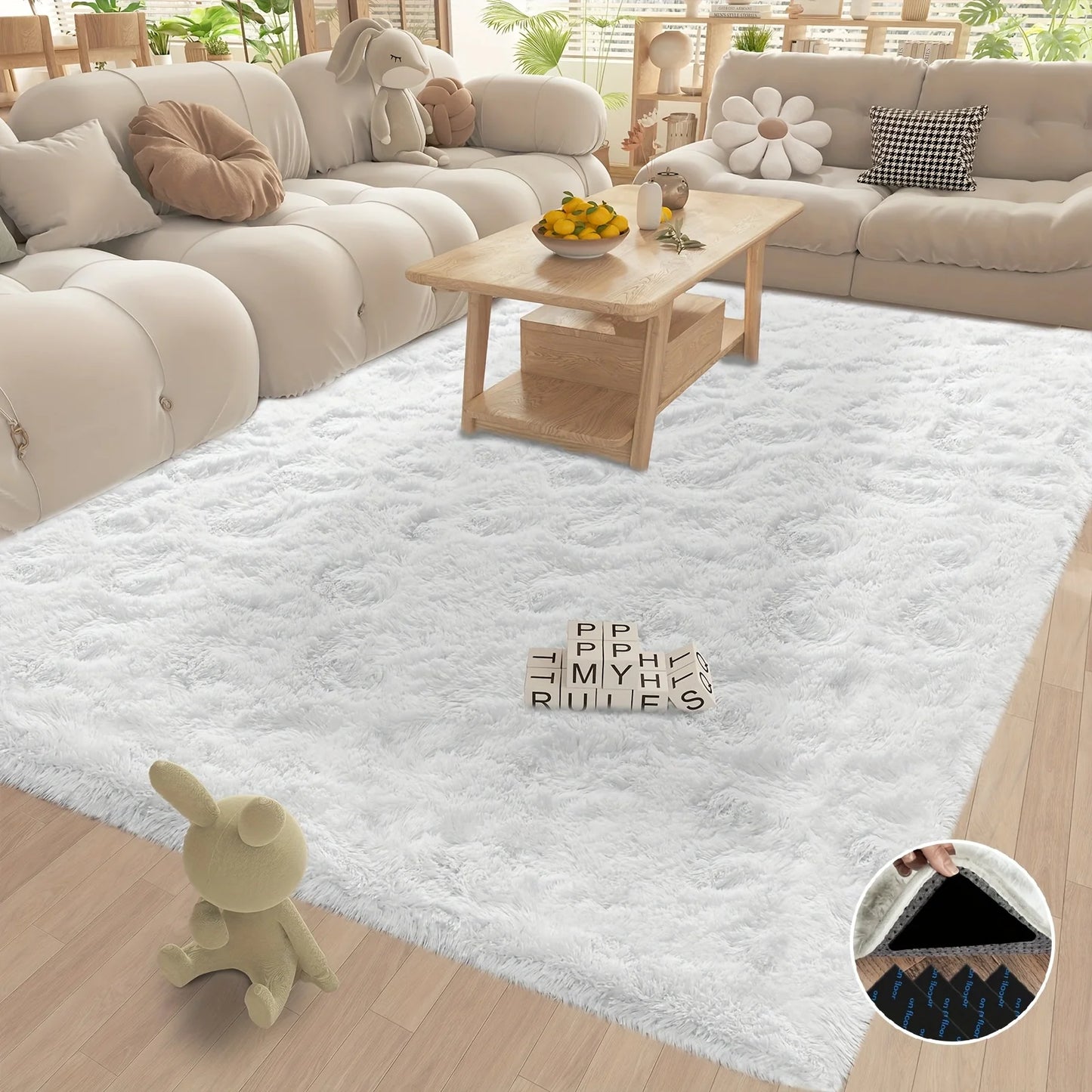 AUBUSSON Fluffy Shaggy Non Slip Rug For Living Room And Bedroom