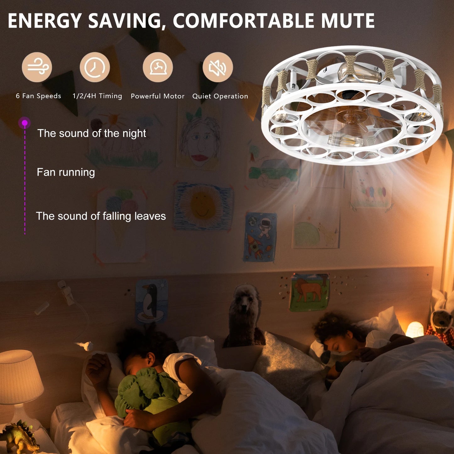 ARLGSITE Remote Control Ceiling Fan With Lights 6 Speeds