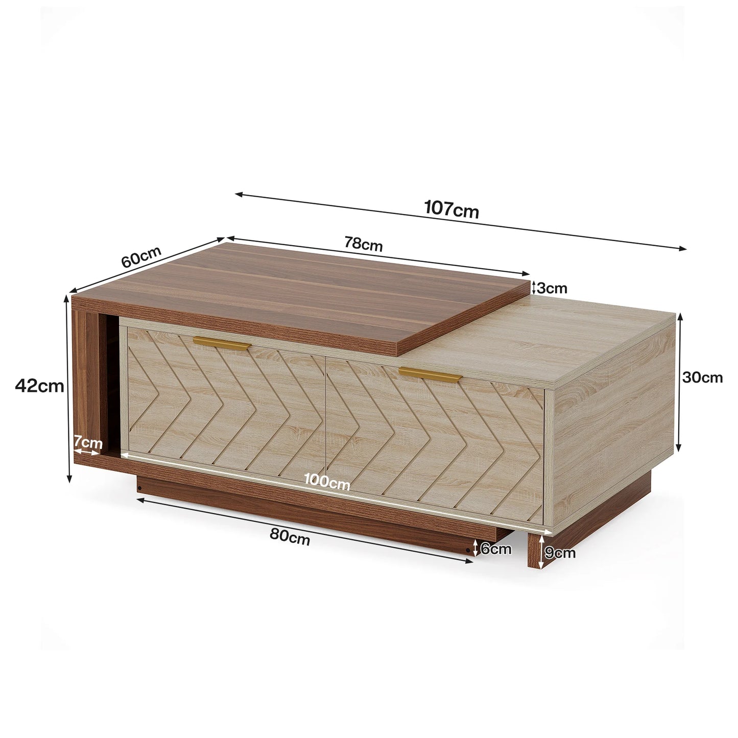 Tribesigns Extendable Coffee Table With 2 Storage Drawers