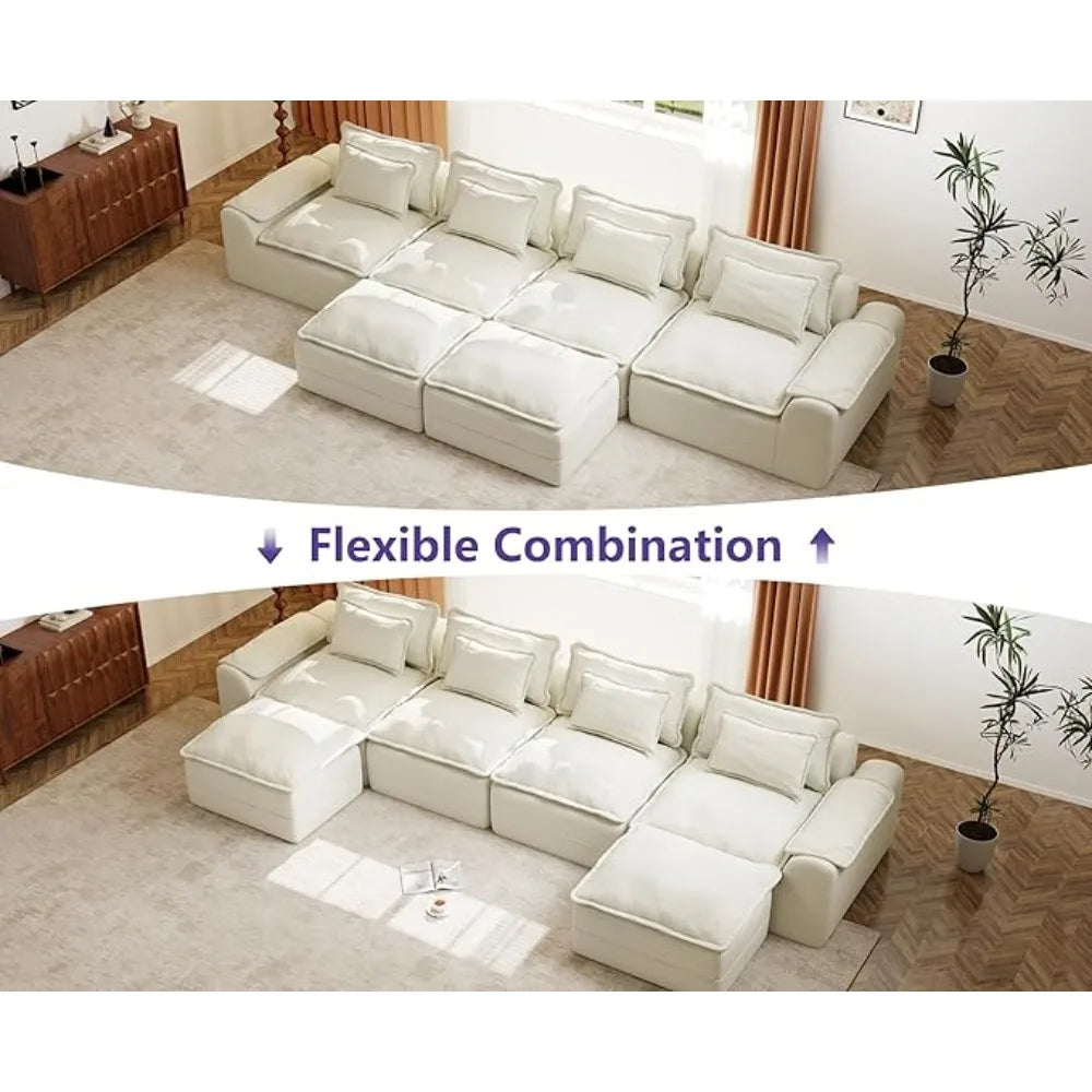 HUANZHUANG Cloud Modular Sectional Sofa With Ottomans