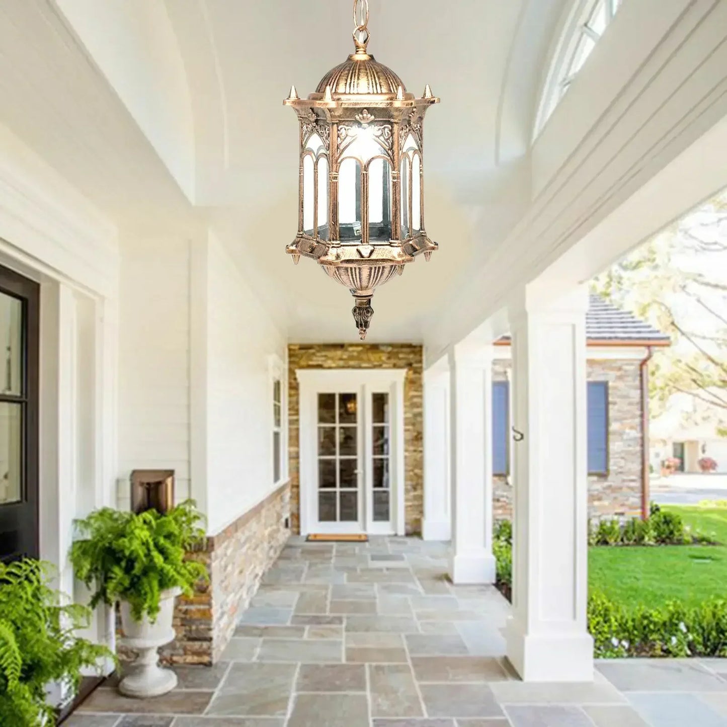 Waterproof Retro Outdoor Pendant Lantern Light For Garden