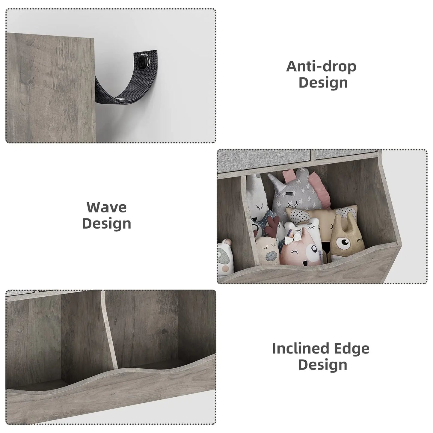 General Kids Bookshelf With Cubby Organizer Cabinet Drawers