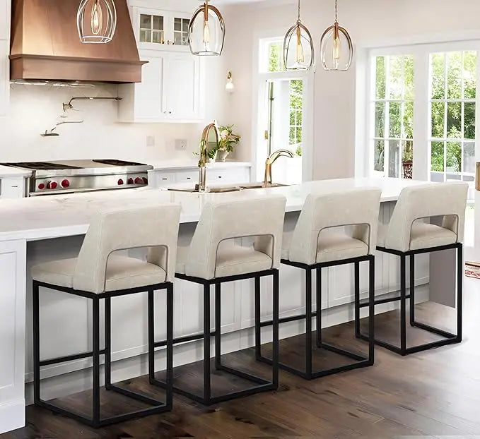 HUANZHUANG Modern Bar Stools Set of 4 with Padded Backs