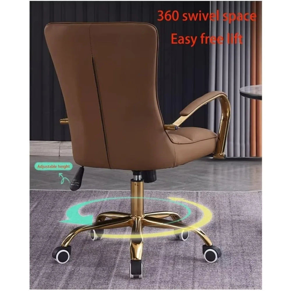 Ergonomic Adjustable Swivel Office Chair With Leather Armrests