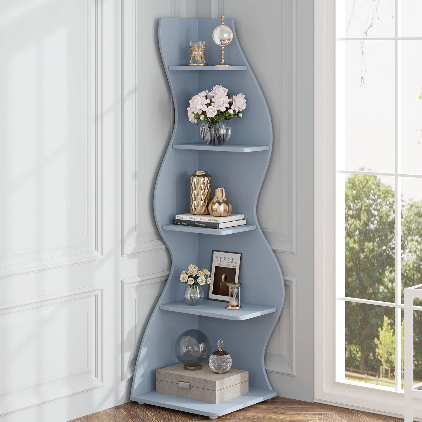 Tribesigns Corner Shelf Modern 5 Tier Bookshelf Plant Stand