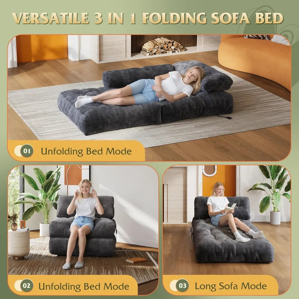 Hign Concerned Bean Bag Chair With Backrest Corduroy Lounge
