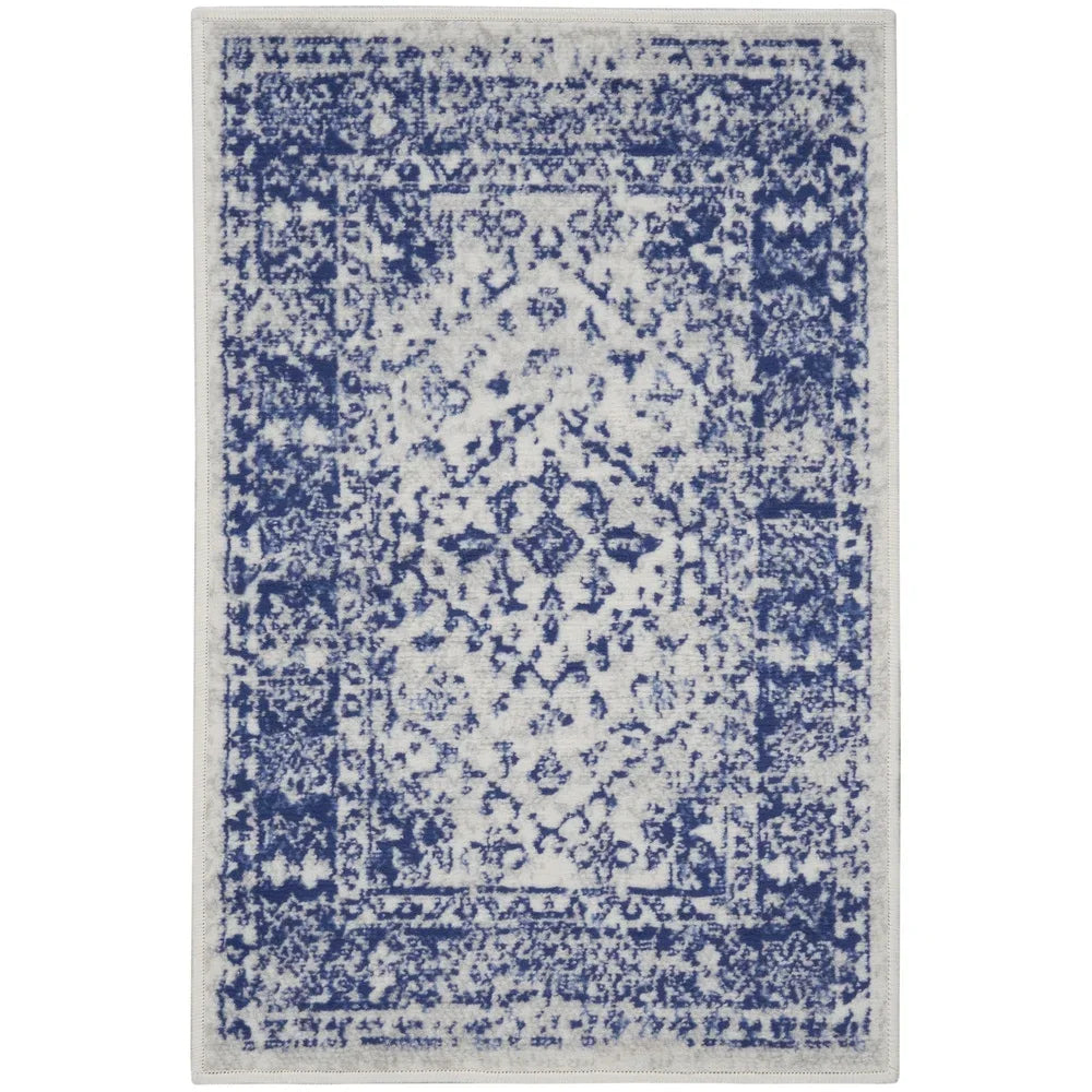 Fujian Bohemian Area Rug Low Profile Floral Geometric Print