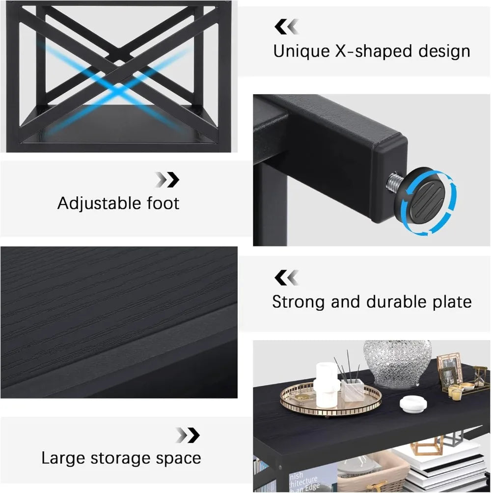 High Concerned Industrial X Design Coffee Table Set 3 Storage