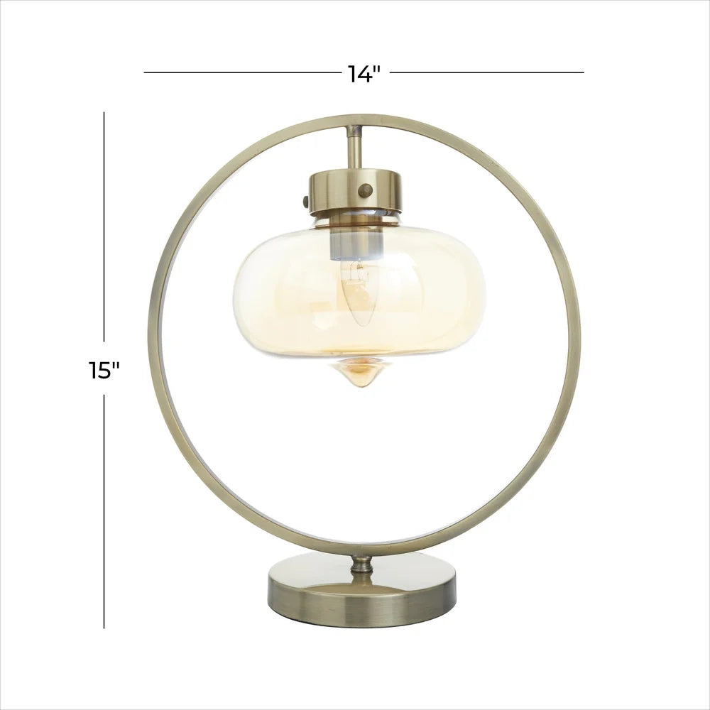 Circular Metal Accent Lamp With Clear Glass Shade Modern