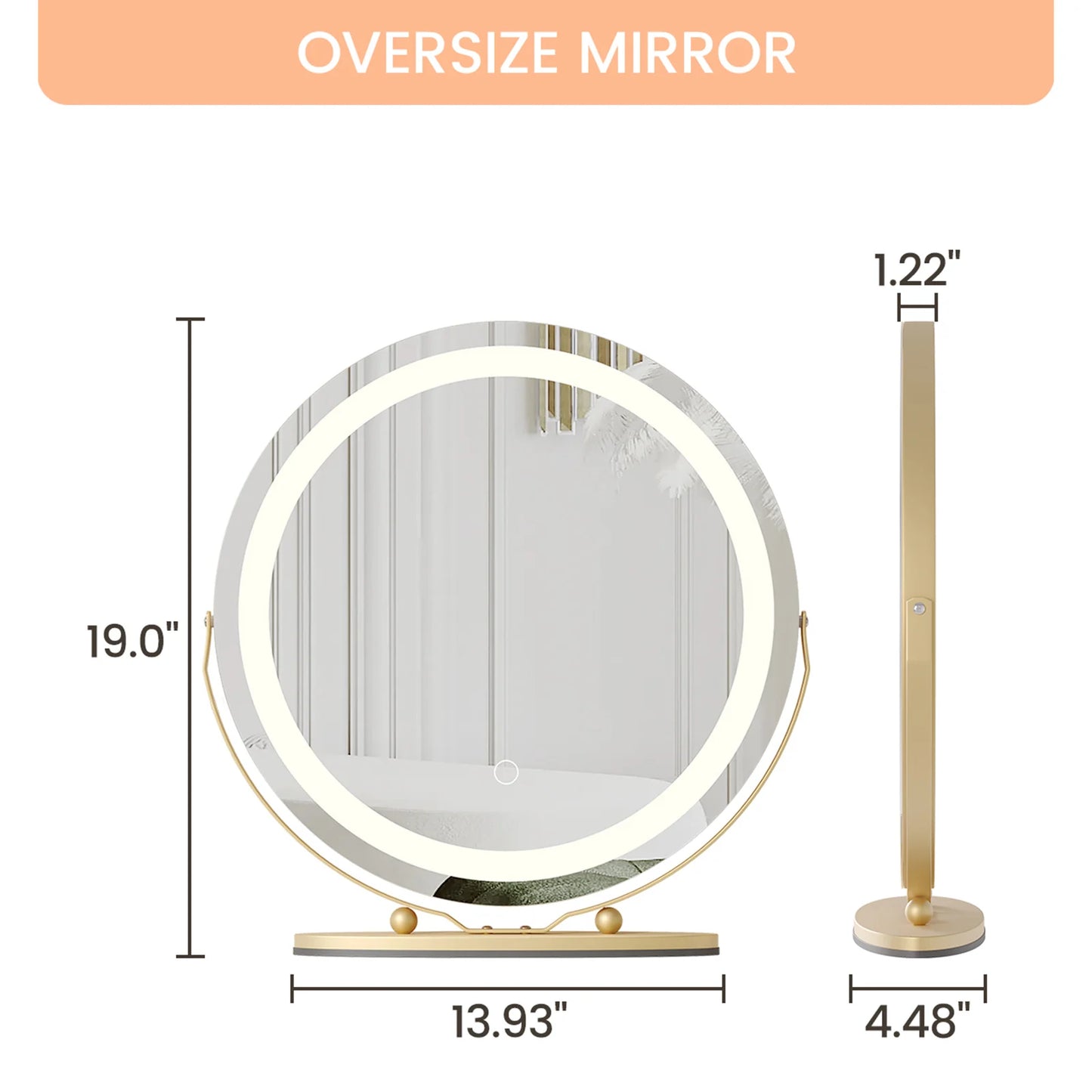 Hign Concerned Vanity Mirror With LED Lights Touch Control