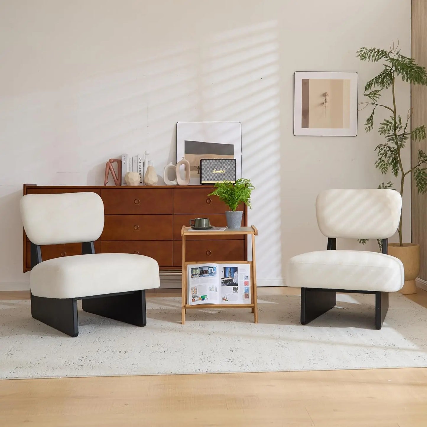 Angduo Low Profile Accent Chair Set Of 2 Modern Armless