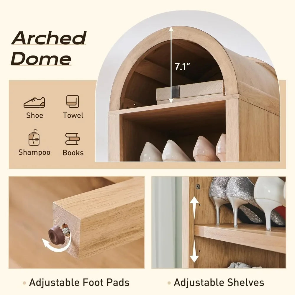 Arched 8 Shelf Bookcase With Storage Modern Farmhouse